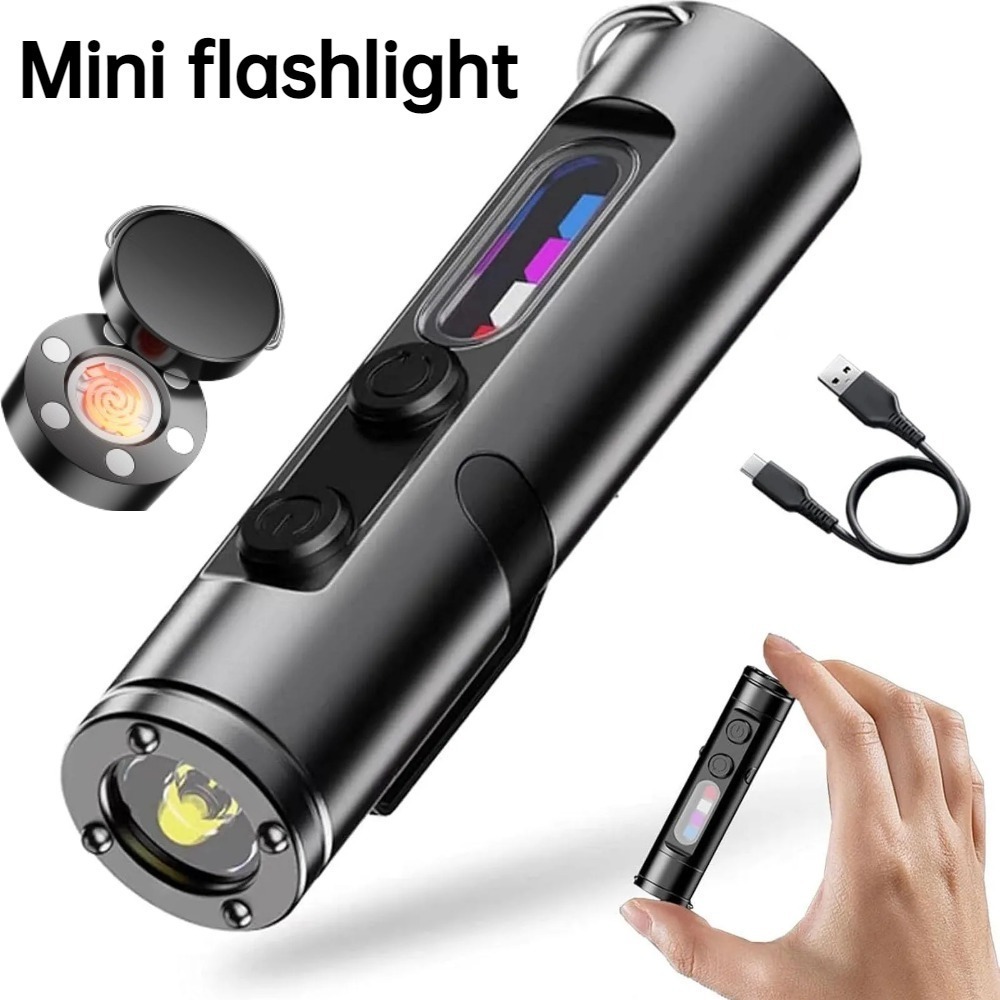Outdoor Adventure Trips - ミニ屋外懐中電灯タイプ C 充電式 LED 磁気トーチ ハットクリップ付き