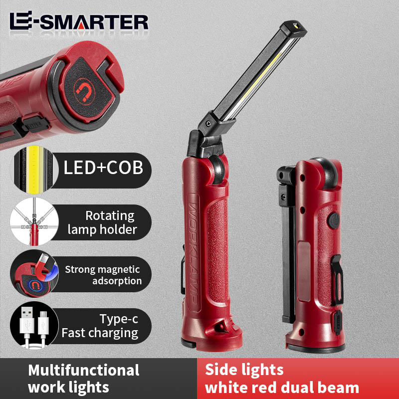 Outdoor Adventure Trips - COB LED ワークライト充電式折りたたみ懐中電灯屋外キャンプ車修理照明ポータブルランプ磁気吊りフック付き