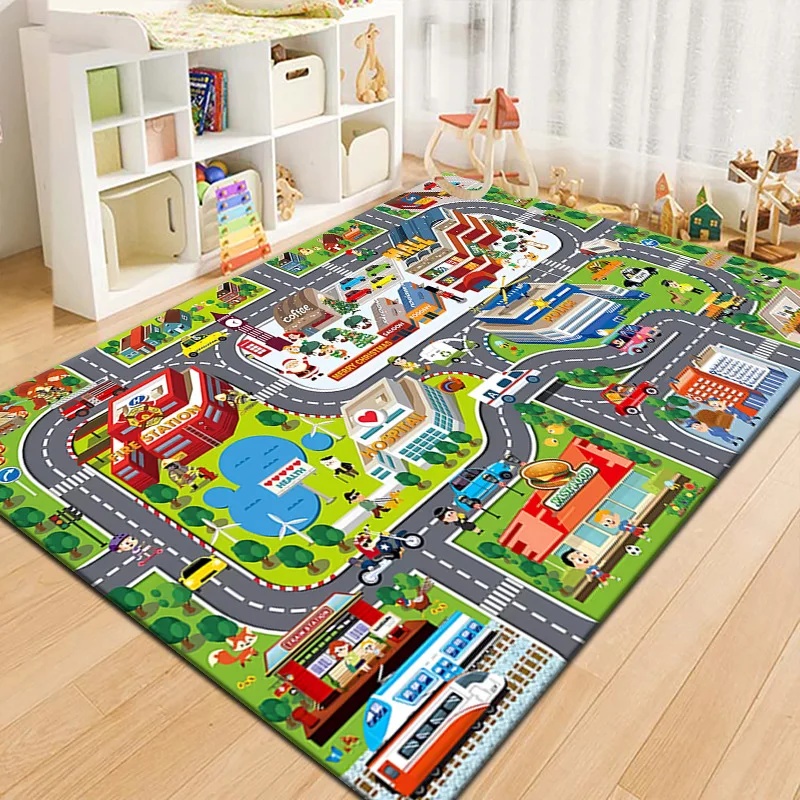 Outdoor Adventure Toys For Kids - カラフルキッズシティマッププレイマットカーペット道路交通アドベンチャーエリアラグ子供用プレイルーム寝室教育玩具ゲームマット