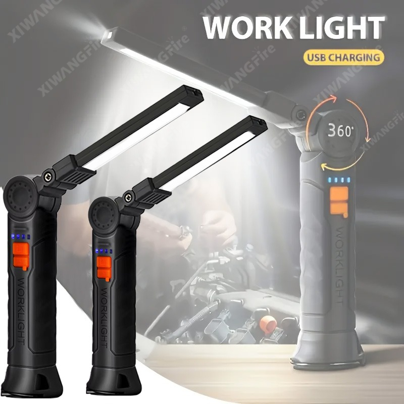 Outdoor Adventure Trips - 充電式 LED 懐中電灯 マグネットとフック付き、作業現場のセキュリティ、夜間作業、アウトドアキャンプ、緊急用の防水