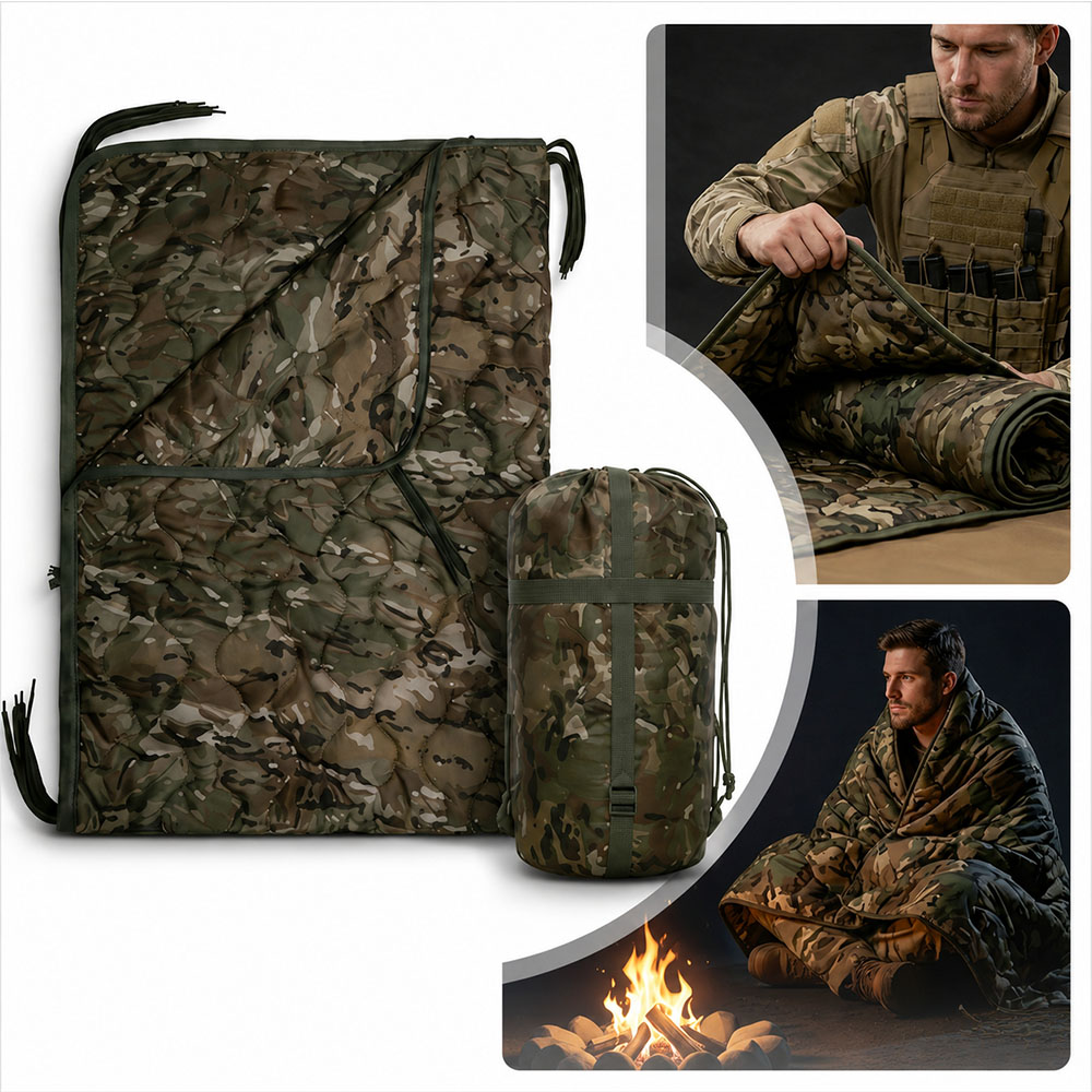 Outdoor Adventure Quilt - 迷彩柄キャンプブランケット ジッパー付きコンバーチブル寝袋 軽量ポータブルアウトドアキルト ハイキング旅行アドベンチャー用