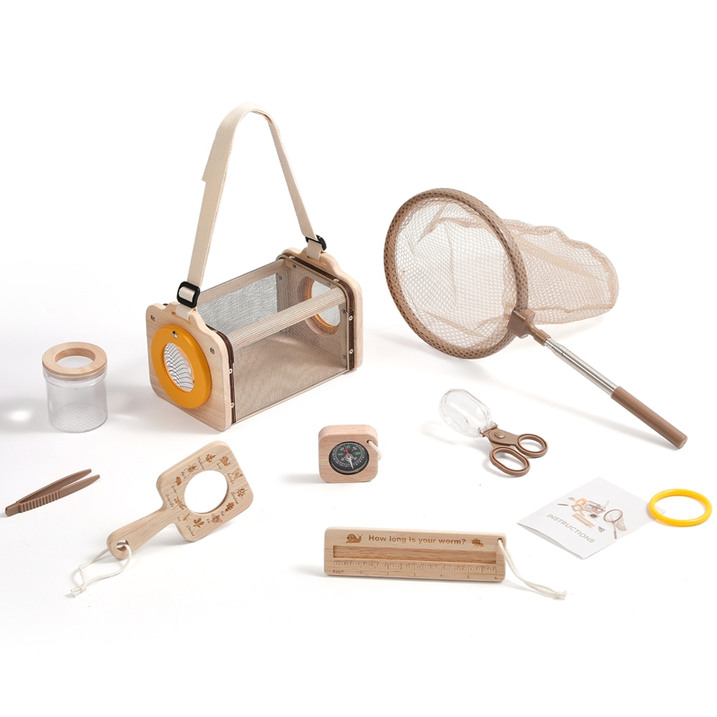 Outdoor Adventure Toys For Kids - 子供用アウトドア探検キット 昆虫と葉っぱの認知探求おもちゃ モンテッソーリおもちゃ 子供用木製野生冒険ゲームセット ベビーギフト