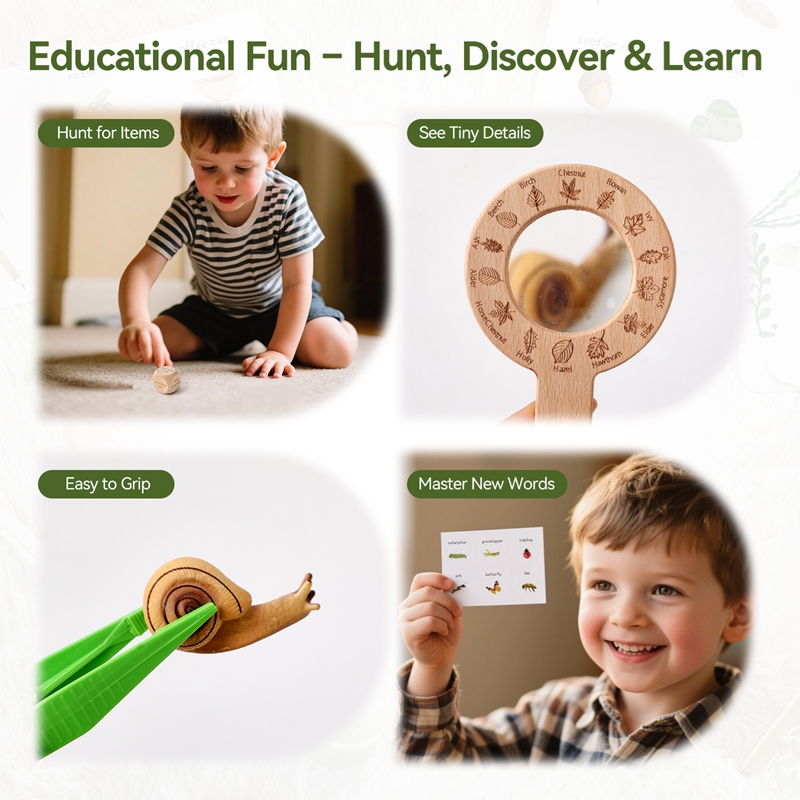木製モンテッソーリおもちゃ宝探しセット子供用屋外探検認知ツー - Outdoor Adventure Toys For Kids のレビューと価格