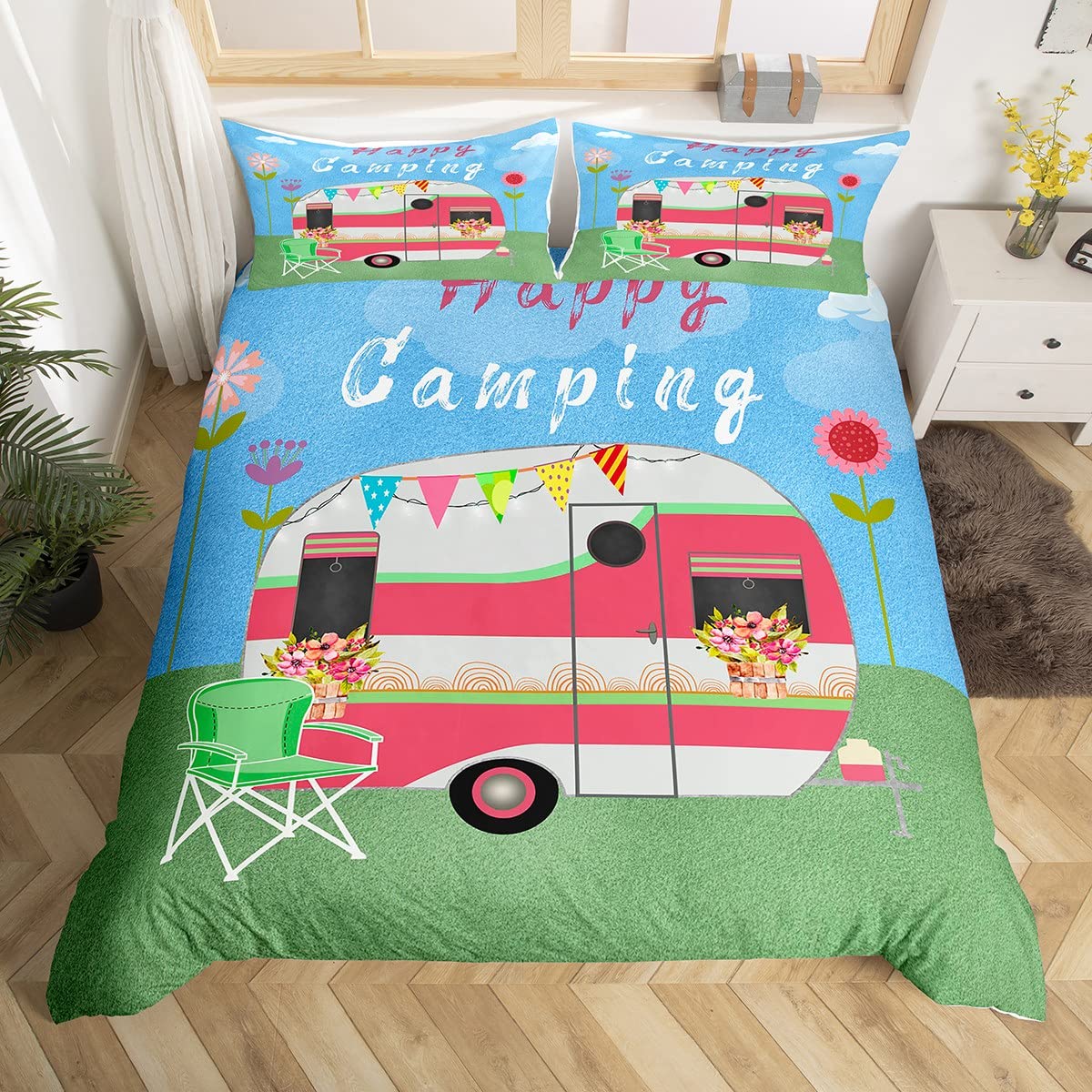 ハッピーキャンピング掛け布団カバー キャンピングカーベッドセ - Outdoor Adventure Quilt のレビューと価格