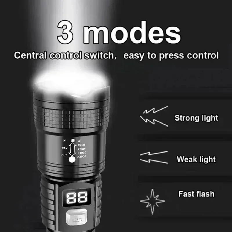 充電式 LED 懐中電灯 100000LM 超高輝度長距離戦 - Outdoor Adventure Trips のレビューと価格