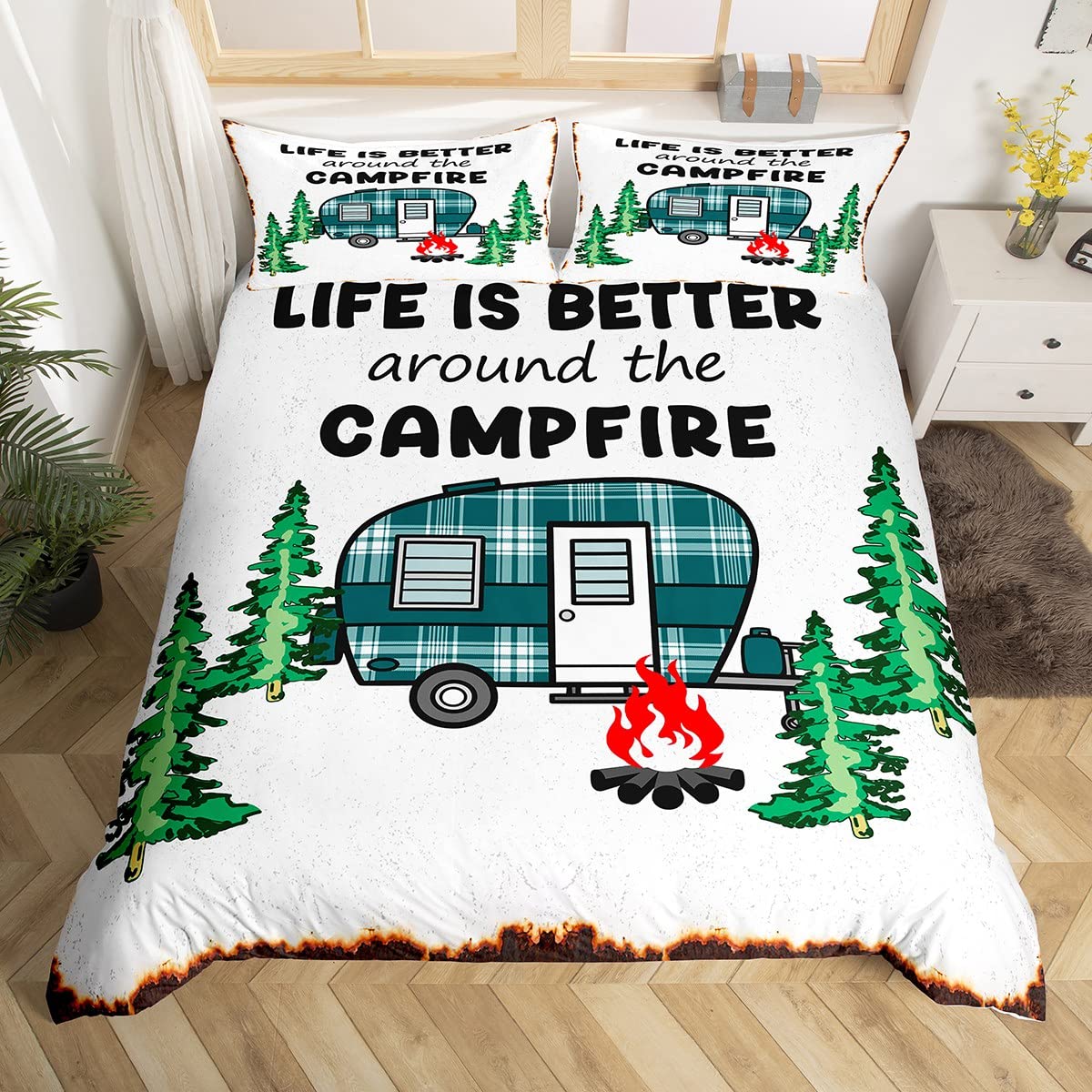 キャンプ用寝具セット,幸せなキャンプ用掛け布団カバー,植物, - Outdoor Adventure Quilt のレビューと価格