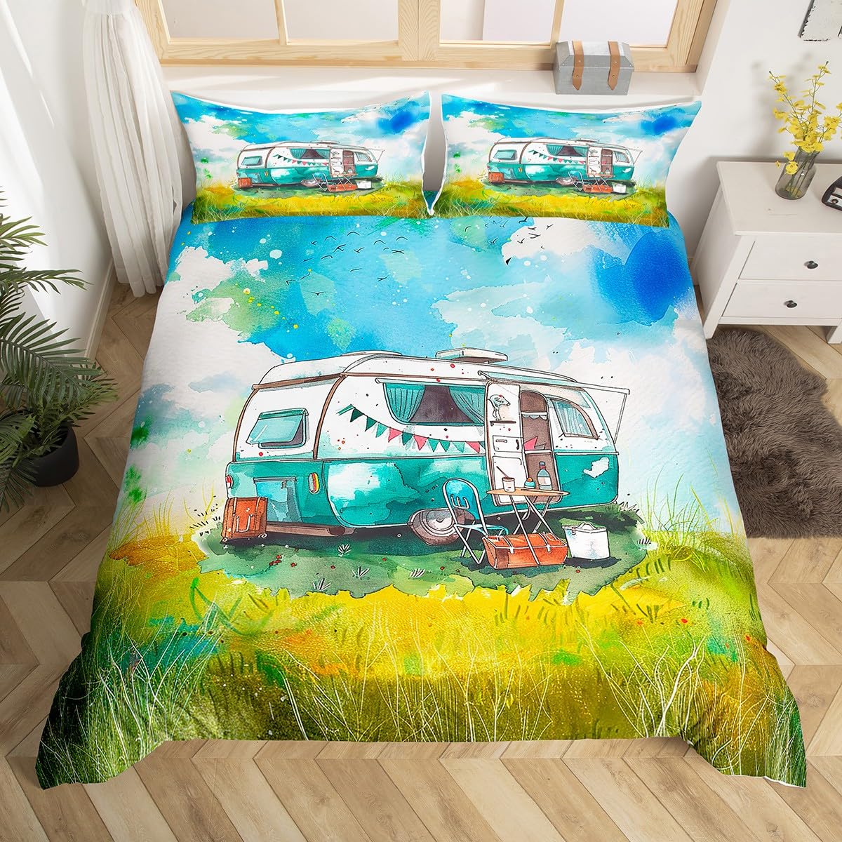 キャンプ用寝具セット,幸せなキャンプ用掛け布団カバー,植物, - Outdoor Adventure Quilt のレビューと価格