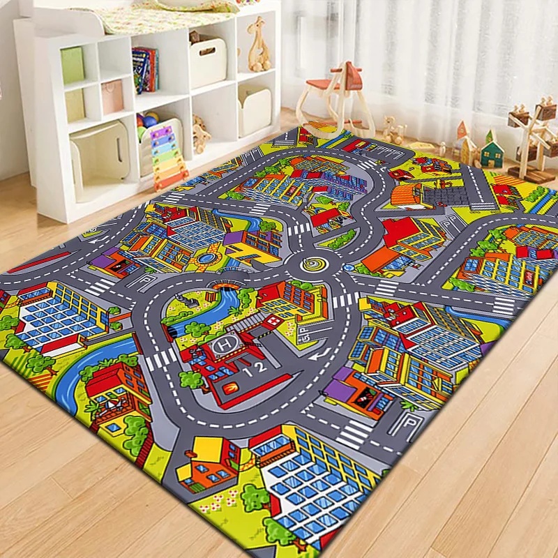 カラフルキッズシティマッププレイマットカーペット道路交通アド - Outdoor Adventure Toys For Kids のレビューと価格