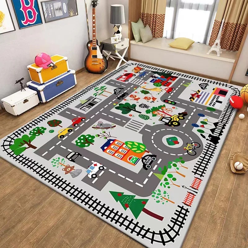 カラフルキッズシティマッププレイマットカーペット道路交通アド - Outdoor Adventure Toys For Kids のレビューと価格