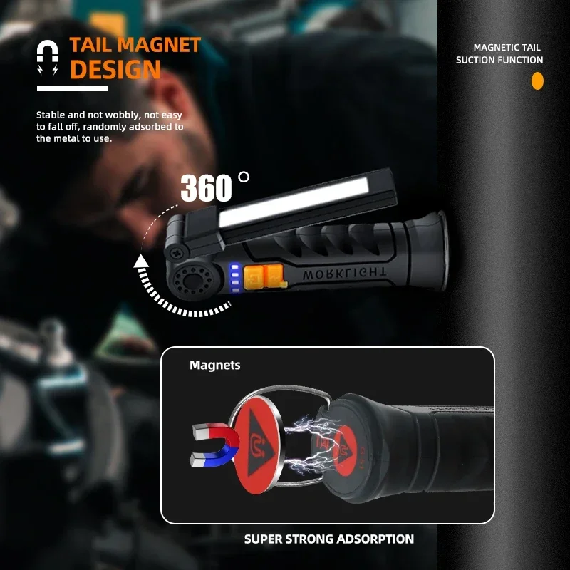 充電式 LED 懐中電灯 マグネットとフック付き、作業現場の - Outdoor Adventure Trips のレビューと価格