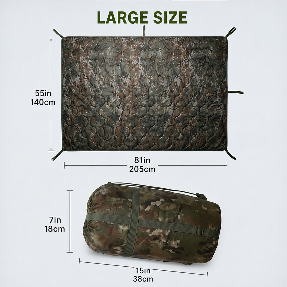 迷彩柄キャンプブランケット ジッパー付きコンバーチブル寝袋  - Outdoor Adventure Quilt のレビューと価格
