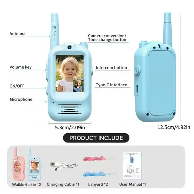 2個セット 子供用ビデオウォーキートーキー 充電式 室内/屋 - Outdoor Adventure Toys For Kids のレビューと価格