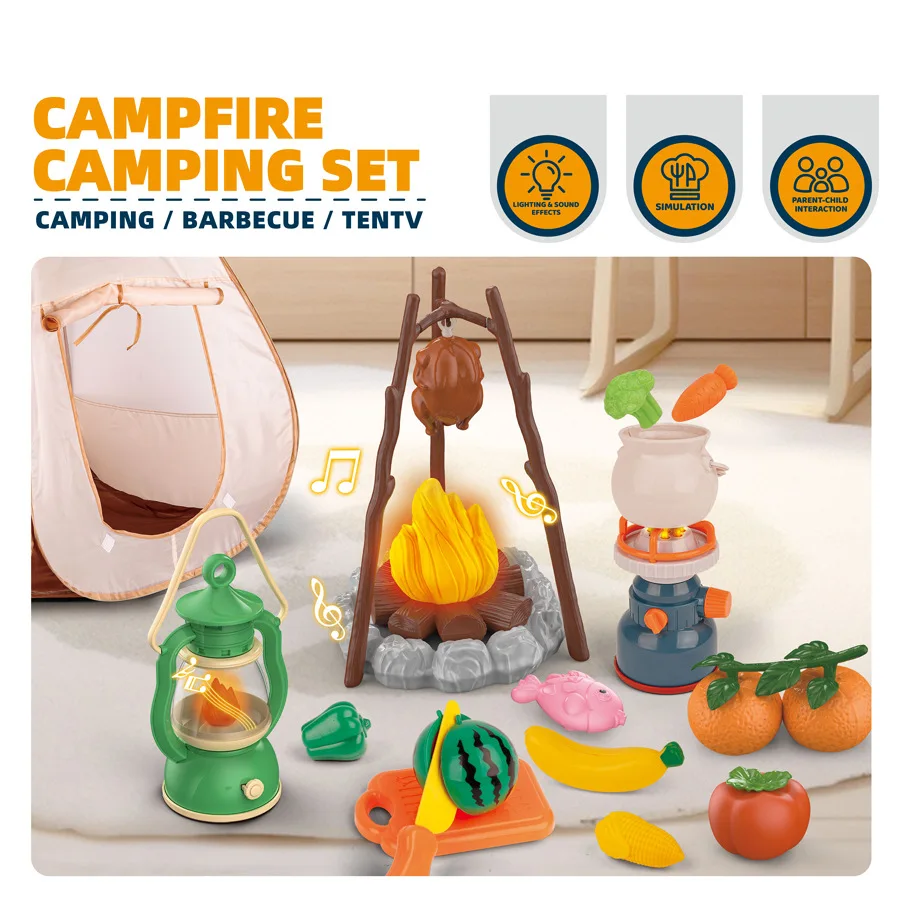 キッズキャンプテントセット 模擬キャンプファイヤー ミニチュ - Outdoor Adventure Toys For Kids のレビューと価格