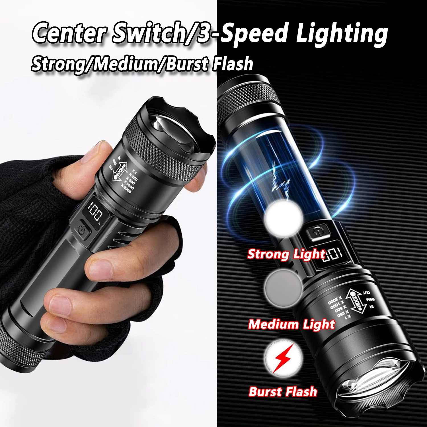 超高輝度 LED 懐中電灯 2000LM Type-C 充電 - Outdoor Adventure Trips のレビューと価格