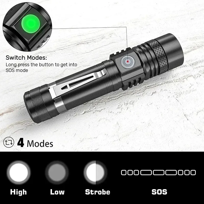 T6 LED 充電式懐中電灯、18650 ズーム可能なトーチ - Outdoor Adventure Trips のレビューと価格